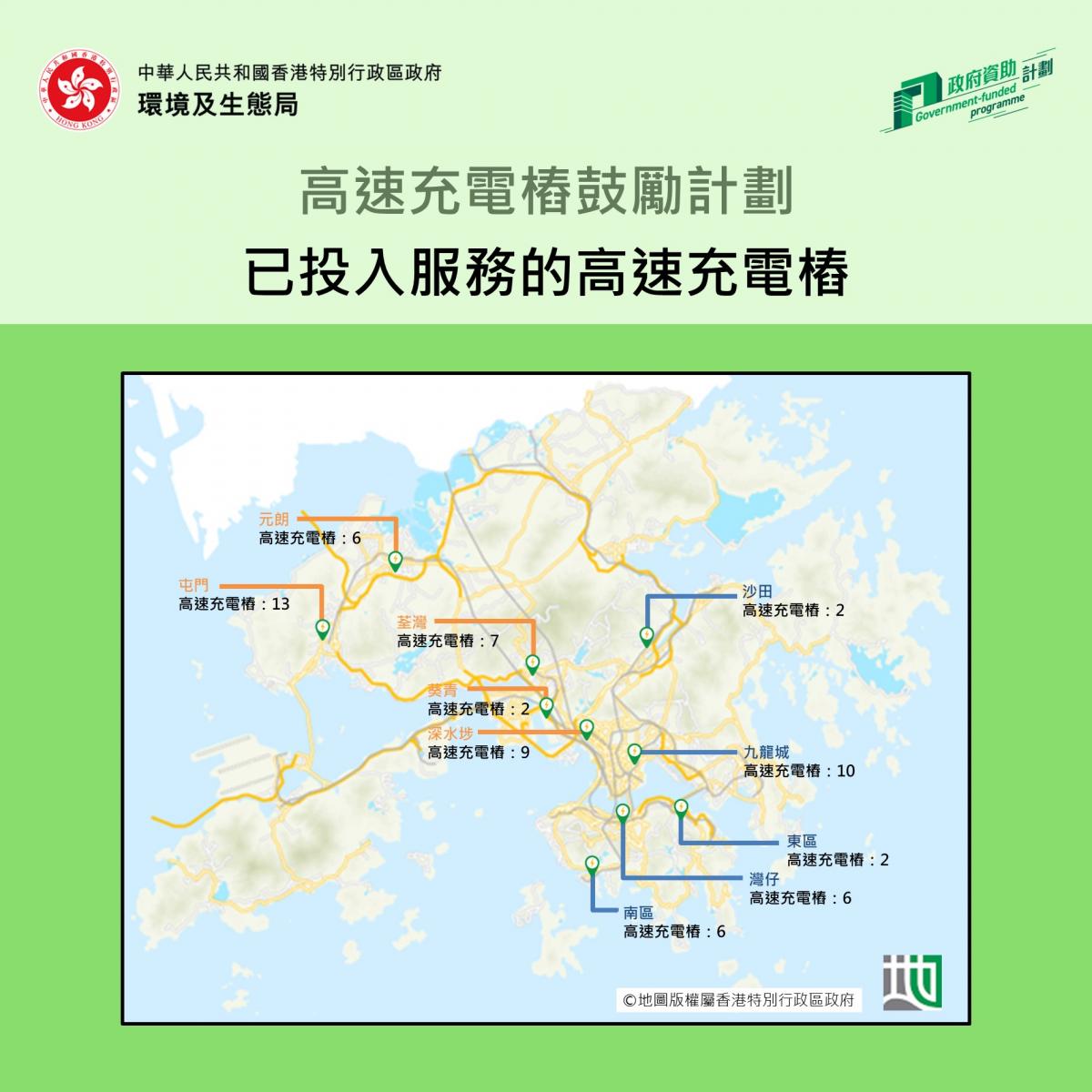 已投入服務的高速充電樁